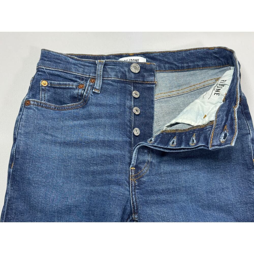 Re/Done Women's 70s Stove Pipe Button Fly Blue  Jeans - Size 26 (27x27)* - Picture 2 of 6